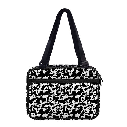 Black And White Cow Pattern Print Double Strap Bible Bag