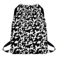 Black And White Cow Pattern Print Drawstring Backpack