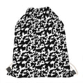 Black And White Cow Pattern Print Drawstring Bag