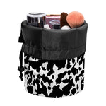 Black And White Cow Pattern Print Drawstring Makeup Bag