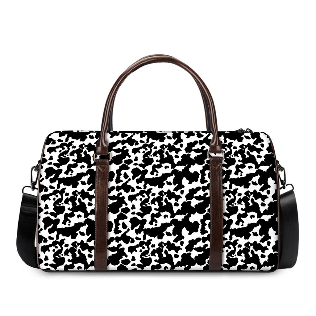 Black And White Cow Pattern Print Duffle Bag