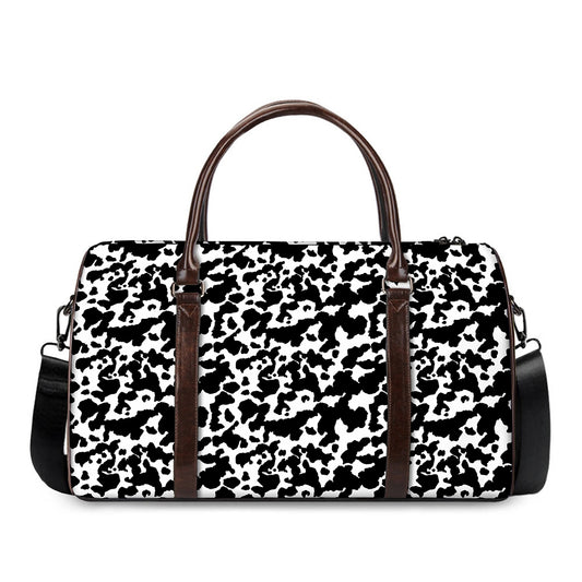 Black And White Cow Pattern Print Duffle Bag