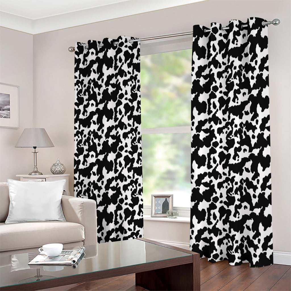 Black And White Cow Pattern Print Extra Wide Grommet Curtains