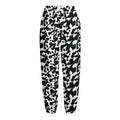 Black And White Cow Pattern Print Fleece Lined Knit Pants