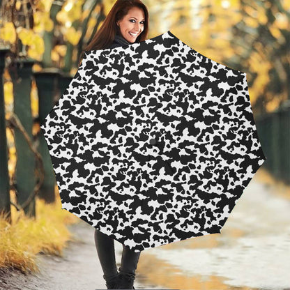 Black And White Cow Pattern Print Foldable Umbrella