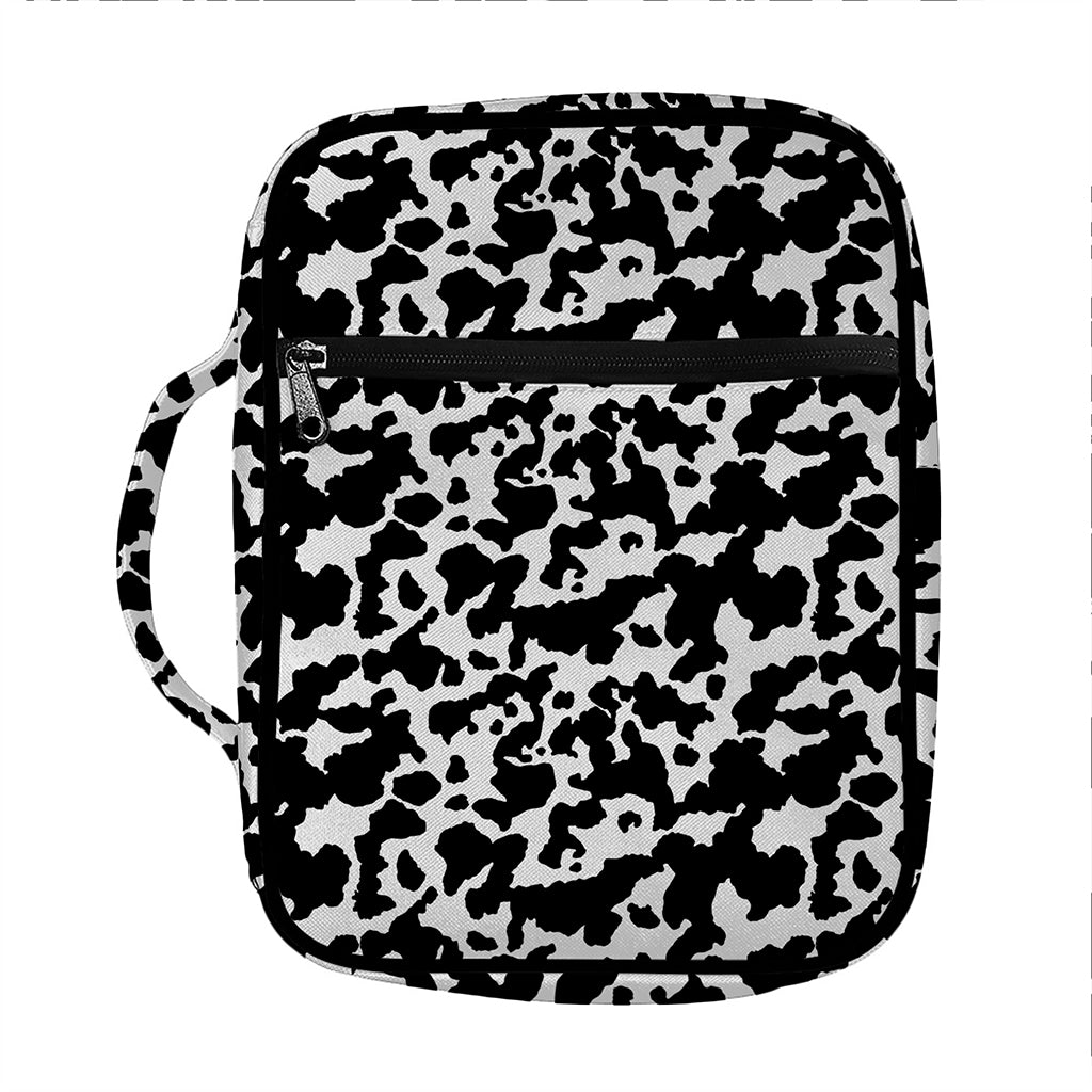 Black And White Cow Pattern Print Front Pocket Bible Bag