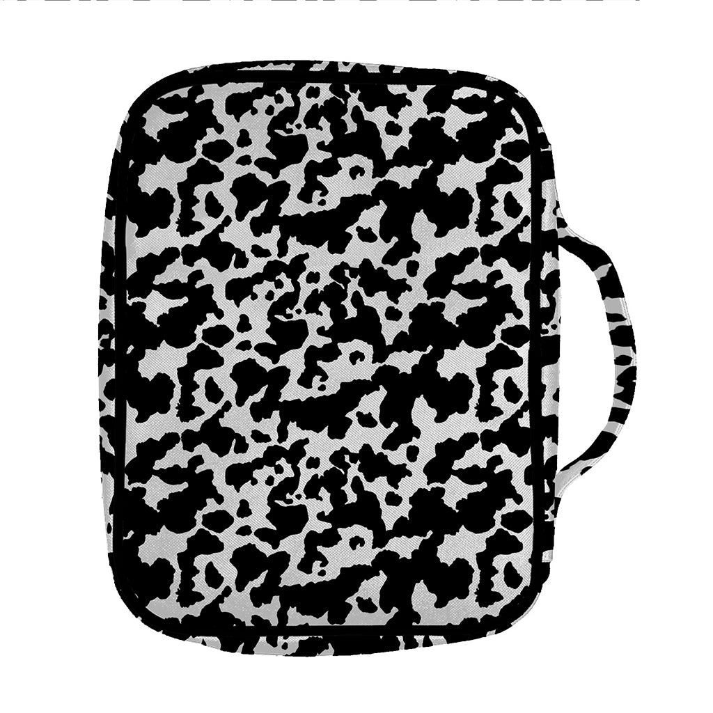 Black And White Cow Pattern Print Front Pocket Bible Bag