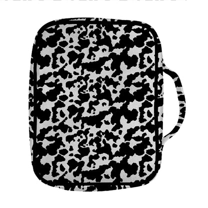 Black And White Cow Pattern Print Front Pocket Bible Bag