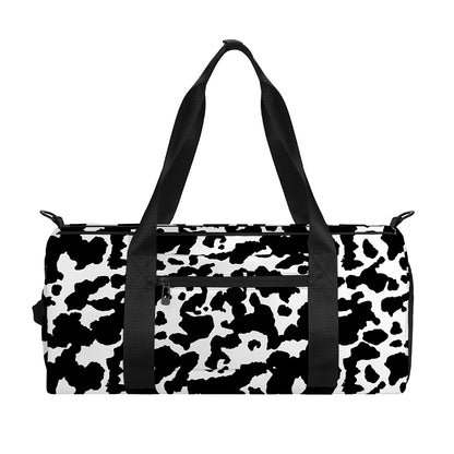 Black And White Cow Pattern Print Gym Bag
