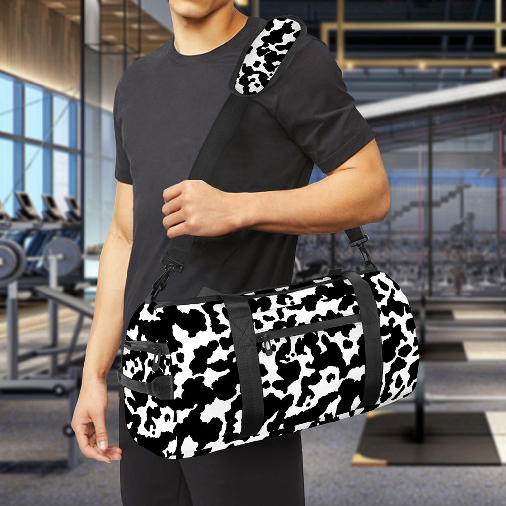 Black And White Cow Pattern Print Gym Bag