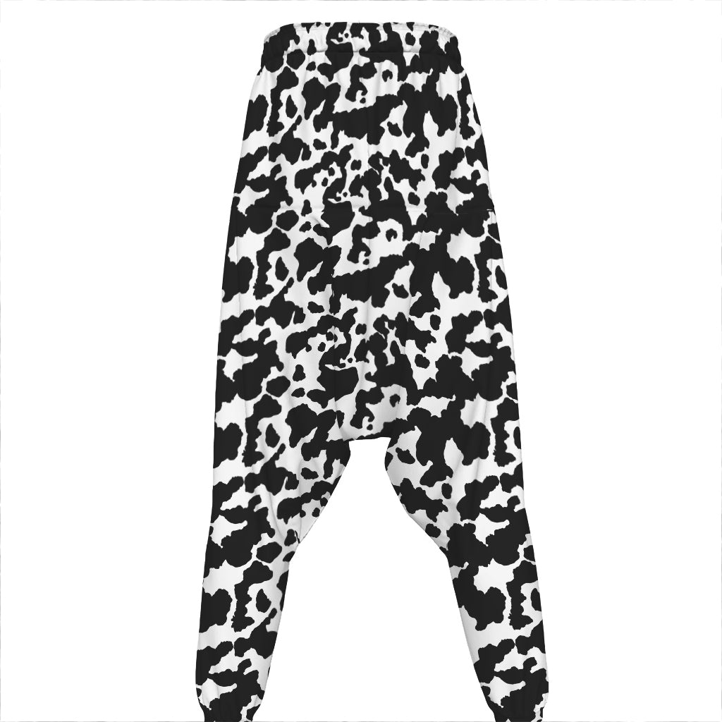 Black And White Cow Pattern Print Hammer Pants