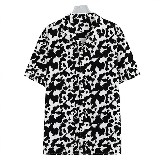 Black And White Cow Pattern Print Hawaiian Shirt