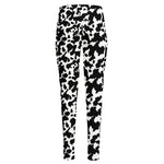 Black And White Cow Pattern Print High-Waisted Pocket Leggings