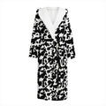 Black And White Cow Pattern Print Hooded Bathrobe