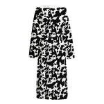 Black And White Cow Pattern Print Hooded Bathrobe
