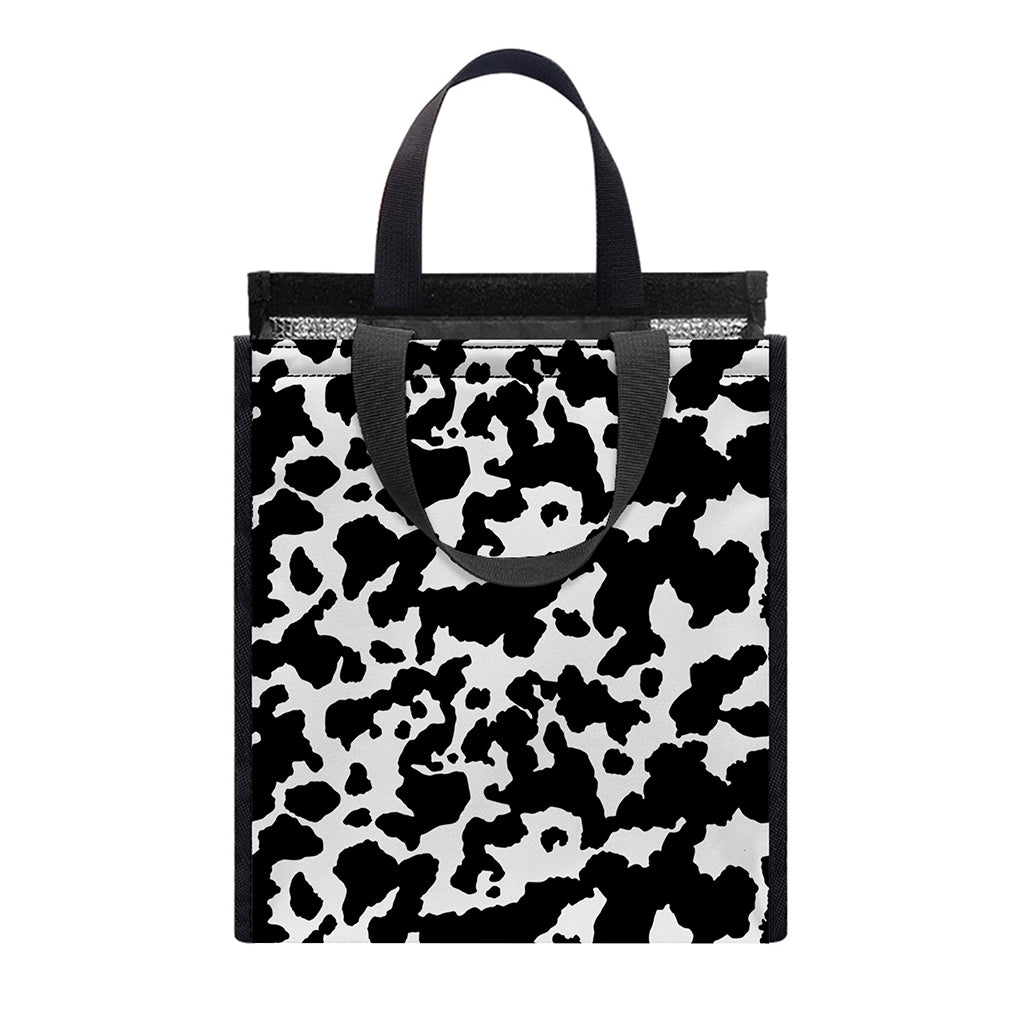 Black And White Cow Pattern Print Insulated Lunch Tote