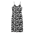 Black And White Cow Pattern Print Jersey Midi Cami Dress