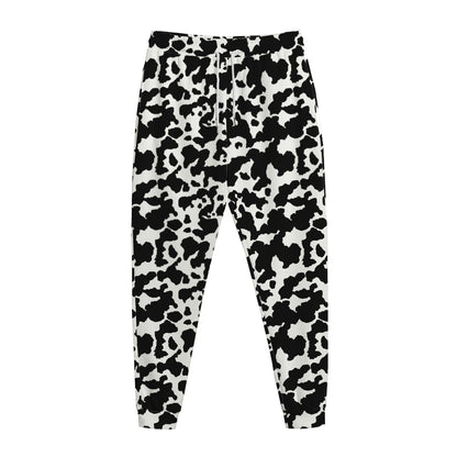 Black And White Cow Pattern Print Jogger Pants