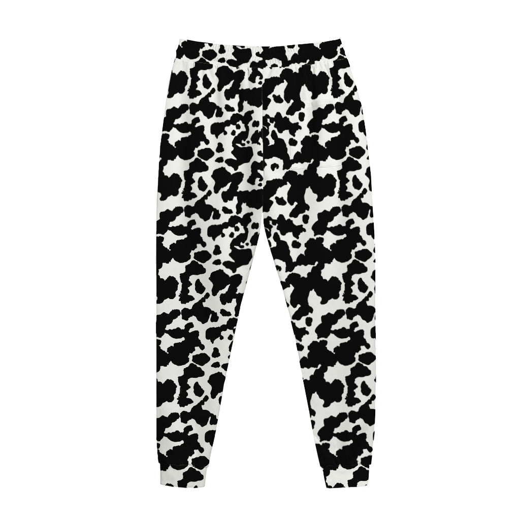 Black And White Cow Pattern Print Jogger Pants