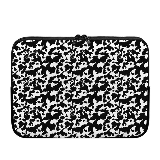 Black And White Cow Pattern Print Laptop Sleeve