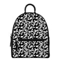 Black And White Cow Pattern Print Leather Backpack