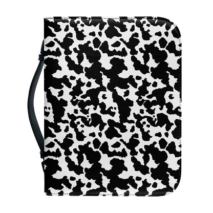 Black And White Cow Pattern Print Leather Bible Cover