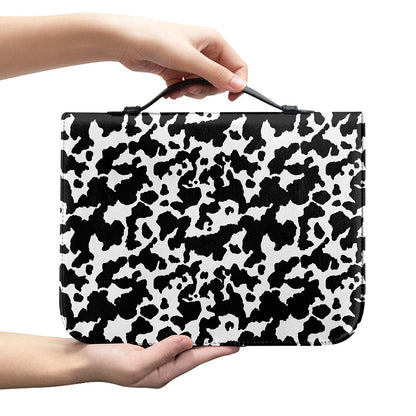 Black And White Cow Pattern Print Leather Bible Cover
