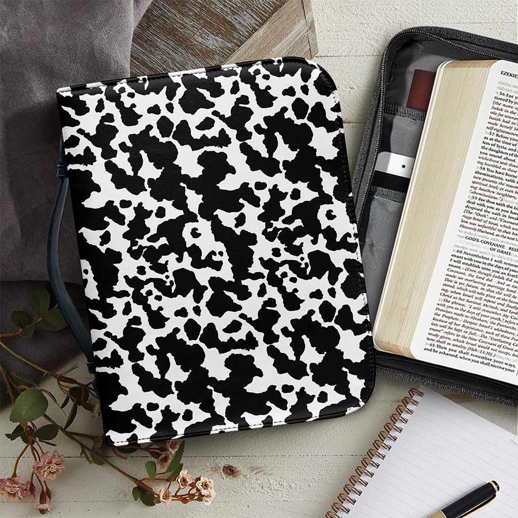Black And White Cow Pattern Print Leather Bible Cover