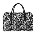 Black And White Cow Pattern Print Leather Duffel Bag