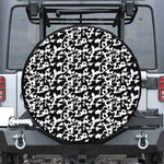 Black And White Cow Pattern Print Leather Spare Tire Cover