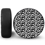 Black And White Cow Pattern Print Leather Spare Tire Cover