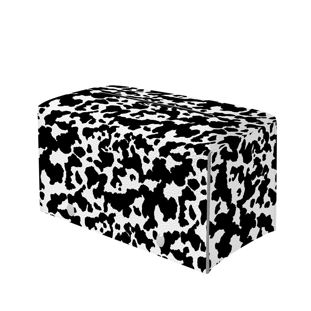 Black And White Cow Pattern Print Leather Tissue Box Cover
