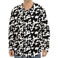 Black And White Cow Pattern Print Long Sleeve Baseball Jersey