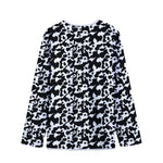 Black And White Cow Pattern Print Long Sleeve Short Coat