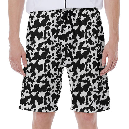 Black And White Cow Pattern Print Men's Beach Shorts