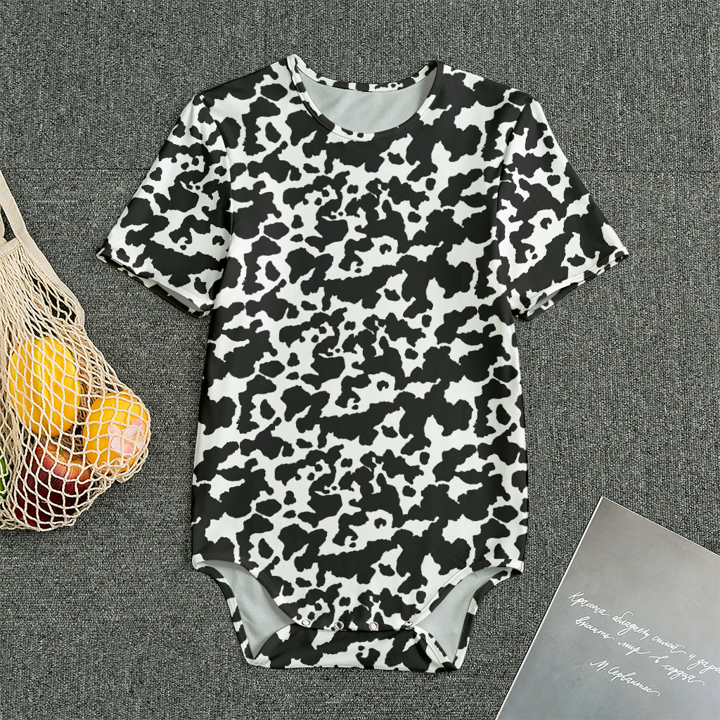 Black And White Cow Pattern Print Men's Bodysuit