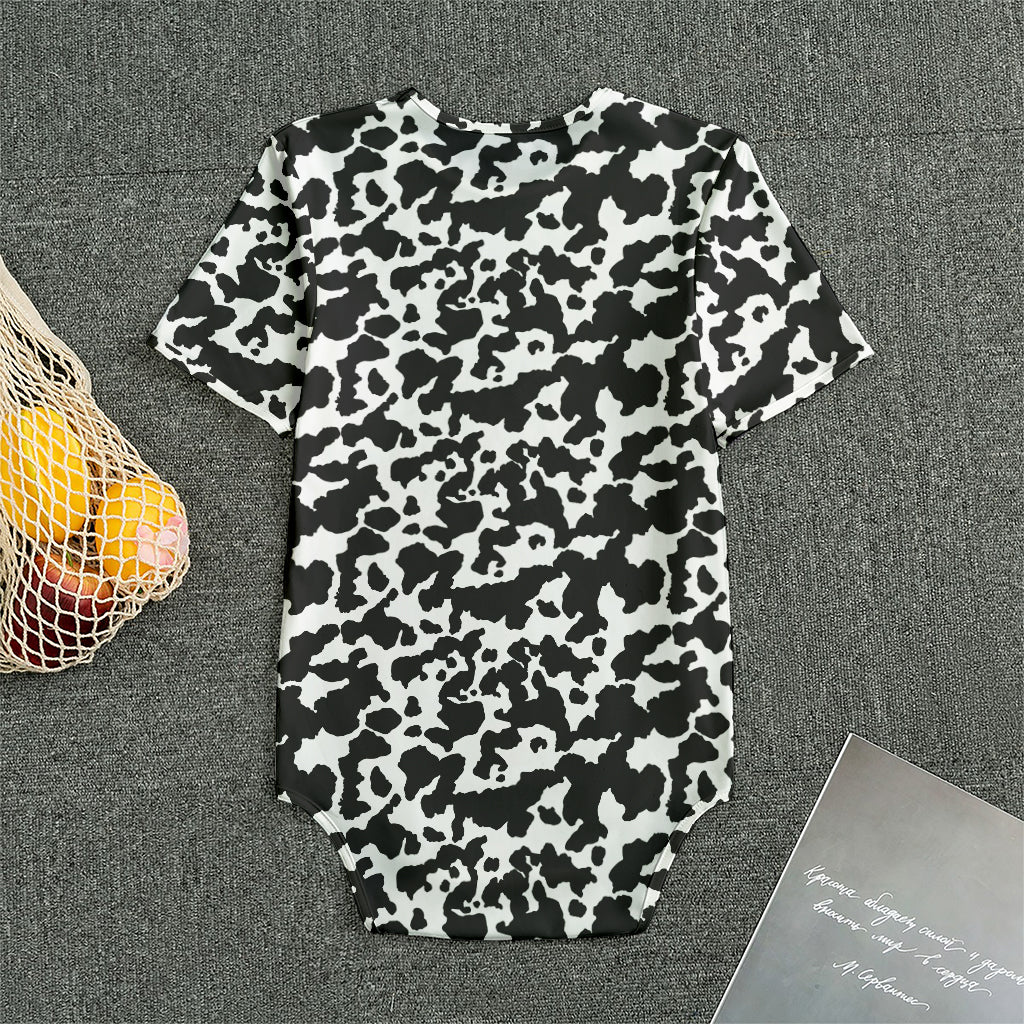 Black And White Cow Pattern Print Men's Bodysuit