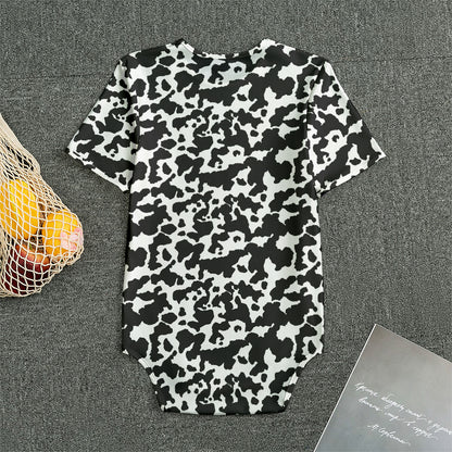 Black And White Cow Pattern Print Men's Bodysuit