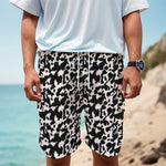 Black And White Cow Pattern Print Men's Cargo Shorts