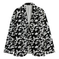 Black And White Cow Pattern Print Men's Cotton Blazer