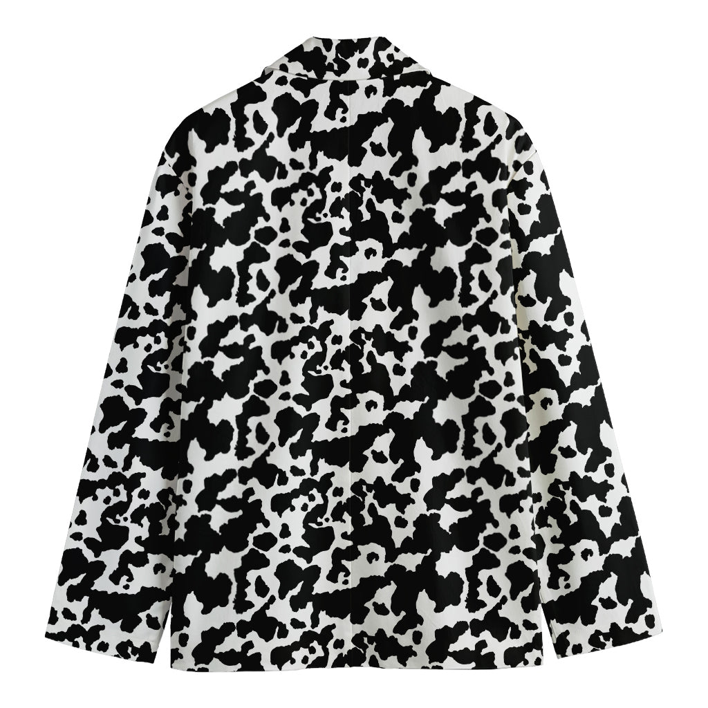 Black And White Cow Pattern Print Men's Cotton Blazer