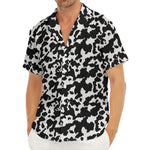 Black And White Cow Pattern Print Men's Deep V-Neck Shirt