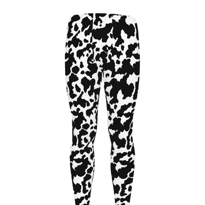 Black And White Cow Pattern Print Men's leggings
