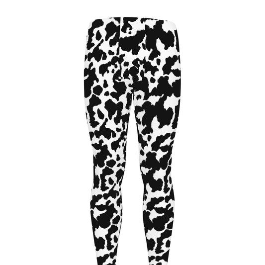 Black And White Cow Pattern Print Men's leggings