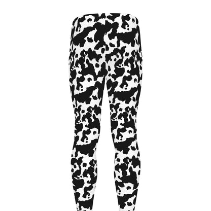 Black And White Cow Pattern Print Men's leggings