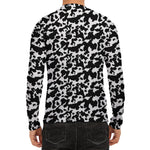 Black And White Cow Pattern Print Men's Long Sleeve Rash Guard