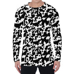 Black And White Cow Pattern Print Men's Long Sleeve T-Shirt