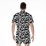 Black And White Cow Pattern Print Men's Rompers