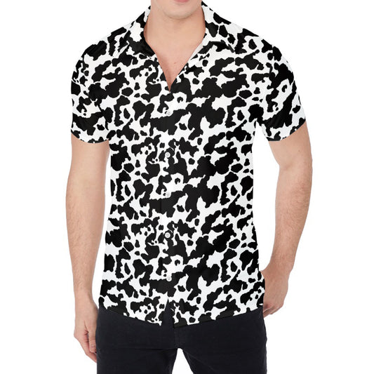 Black And White Cow Pattern Print Men's Shirt