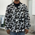 Black And White Cow Pattern Print Men's Shirt Jacket